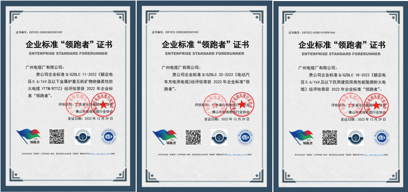 做（zuò）優做強|廣州電纜3項標準榮（róng）登全國企（qǐ）業標準 “領跑者”榜單
